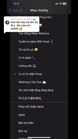 Trả lời @YếnVyy 🐳 Nhạc chuông tên Vy . Cảm ơn em đã FL anh . Chúc em những ngày cuối năm an lành 🥰#nhacchuongiphone #nhacchuong #nhacchuongdienthoai 