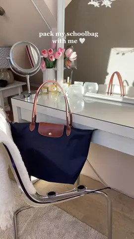 insta: iamnotmiraa <3.                                   #fyp #packmybag #schoolbag #backtoschool #pinterest #longchamp #roominspo #foryou 