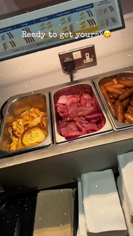 Who wins?-> Roll vs baguette; Red vs brown sauce?😈  #Foodie #breakfast #bacon #omelette #sausages #greggs #uk #fyp #capcut #abitof #asmr 