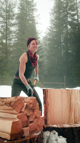 That'll do.  #woodsplitting #woodchopping #farmlife #lumberjack #lumberjill #maplesyrup #lumberjack #slowmotion #queertok #queer #lesbian #farmtok  #lesbiansoftiktok #lesbianlumberjack #Canadian #homestead #canada #maplemommy #woodtok 