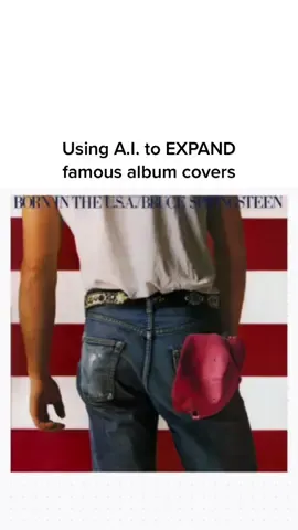 Extending Bruce Springsteen’s Born in the USA album cover using artificial intelligence #brucespringsteen #bornintheusa #albumcoverart #digitalart #albumcover #aiart #portraitphotography #photoediting #art 