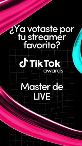 ¡Vota por tu favorito en el enlace de la Bio! Estos son los nominados a la categoría de #TikTokLIVELatam en los #TikTokAwards: Master de LIVE ¡Vota cuantas veces quieras de aquí al 22 de enero! Del 23 al 30, ¡vota por los 5 finalistas!