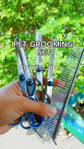 PET GROOMING SET! Perfect for trimming and grooming your pets. Get yours now! Click the yellow basket🥰 #furbabiesessentials #petgroomingset #scissorsfordog 