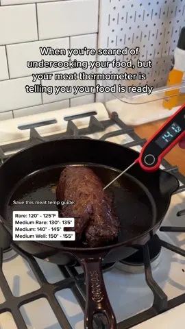 Wondering how long you should be cooking your steak? Save this handy guide for later & be sure to invest in a meat thermometer 🌡️ #mediumwell #mediumwellsteak #howtocooksteak #meatthermometer #searedsteak #mediumraresteak #mediumsteak #kitchenhacks101 #havenskitchen #goodtipsforkitchen #cookingtips2023 #staub #zwilling 