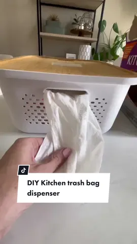 Easy DIY trash bag dispenser! I linked the bins I used in my bio. FYI The Costco size rolls fit the width perfectly, but the lid doesn’t fully sit flat until you use some of the bags, since the roll is so much fatter than a normal roll. It looks way better than the original cardboard box, so I’m happy with it, and will just start using the new roll so both fit perfect.  . #costco #diyprojects #organized #KitchenHacks #targetstyle 
