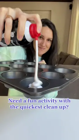 I love messy play for kids, especially when the clean up is fast and easy! 😜 This shower gel paint is quick to put together and keeps kids entertained for so long. Add some shaving cream, a pump of shower gel, and a drop or two of food coloring to a muffin tin. Mix well and you’re ready to play! Let kids paint all over the shower or bath, then just rinse with water when they’re done 🙌 Hope you try it out ❤️ #motherhood #LifeHack #kidsactivitiesathome #toddlersoftiktok #MomsofTikTok #funforkids #messyplayidea #momhack 