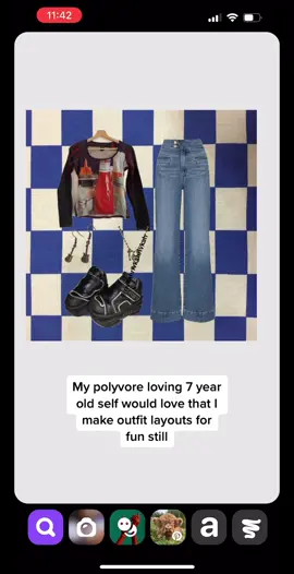 #Polyvore #Outfit #Fashion #2000s #FYP id: short video of someone on the shuffles app editing an outfit layout and typing in a instagram username to place on the outfit layout