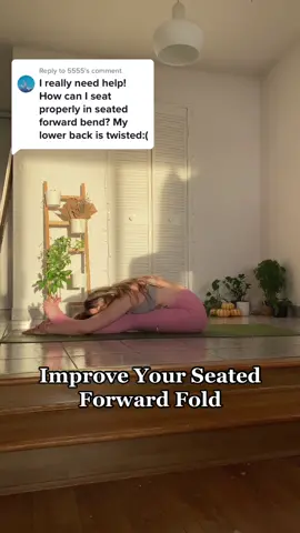 Replying to @5555 Improve your seated forward fold with these tips! Alignment is key if you want a safe practice and see that progress 🫶🏼 let me know what you want to see next 🦋 #yogatips #forwardfold #stretchingroutine #yogatutorial 
