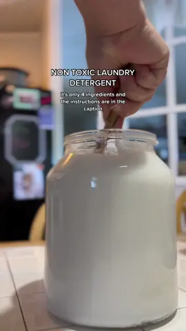 Homemade 4 ingredient laundry soap: • 2 cups of epsom salt  • 3 cups of aluminum free baking soda  • 3 cups of laundry suds • 1/2 cup of Dr. Bronners castile soap  Pour everything in and mix with 1/4 of a gallon of distilled water. Mix thoroughly and there you have your laundry soap for the next 50 loads. Smells heavenly and doesnt contain all of those harsh chemicals #homemade #nontoxiclaundrydetergent #nontoxiclaundry  #laundrytok #diylaundrydetergent #diylaundrysoap #drbronners #drbronnerscastillesoap 