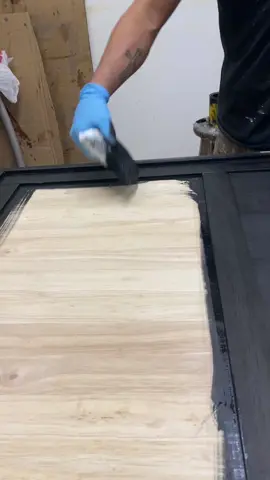 Staining this beautiful piece in Jet Black 🖤 We offer customized pieces and colors of your choice for guaranteed satisfaction!#woodfurniture #woodstain #woodstaining #realwood #furniturestain #stain #wood #florida 