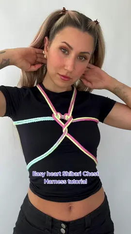 First Shibari tutorial! Stitch if you try this 🫶🪢  Using Pastel Silk Bamboo Shibari Rope  #educational #shibaritutorial #beginnershibari #shibarichestharness #selftieshibari 