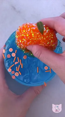 Crunchy ASMR 🍊 Blue Orangeade from @fingerheartslime :) a blue coated clear slime + crunchy orange bingsu slime + fake leaf + orange add-ins! mixes into a greenish semi crunchy bingsu slime 🤗 #slime #asmr #slimeasmr #crunchyslime #crunchyasmr #safisfying #clearslime #bingsuslime #slimereview #slimeowy #meowyasmr 
