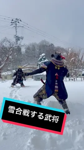 雪合戦する武将