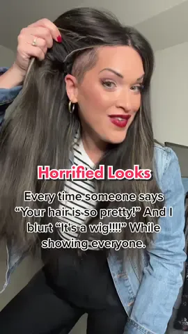 This happens to me once a week.  #wighair #wigproblems  #ReadySetLift #momfashion #wighumor #selflove #taylorswift #horrifiedlooks 
