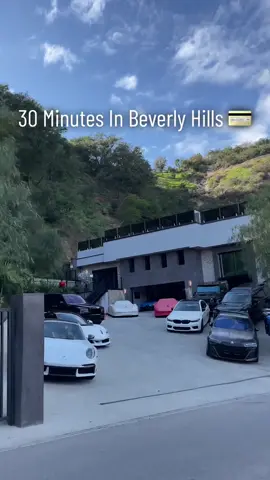 Subtle flex parking $10m worth of cars in your driveway 🔥 #carspex #tiktokviral #carsoftiktok #fyp #beverlyhills #50cent 