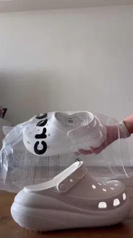 Unboxing White Platform Crocs 🤍 #whiteplatformcrocs #platformcrocs #crocs #unboxing #whitecrocs #shoes #fashion #fy #fyp  @allsole discount code GEM (20% off) ad