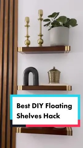 Easiest and most affordable DIY hack!  DIY Gold Accent Floating Shelves  #DIY #diyproject #floatingshelves #diyhacks 