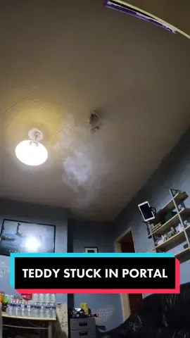 We’ve had a few portals dropping stuff again in this room, so we set the GoPro up to try and capture one. Little did we know it would capture a seemingly failed portal with an unfortunate Mr Teddy being the victim; stuck halfway through the portal! We also noticed a smoke like vapour and there was a strong smell of ozone. #portal #apport #teleport #drop #flash #light ##haunted #creepy #spirit #poltergeist #ghost #paranormal #foryou #viral #fyp #fypシ #entity #demon #demonic #scary #waitforit #teddy #teddybear 