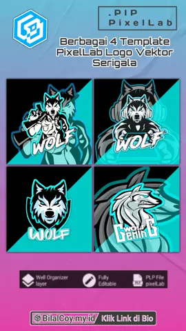 Berbagai 4 Template  PixelLab  logo Vektor Serigala#pixellab #pixellabindonesia #pixellabdesign #editorindonesia #design #designer  #graphicdesign #