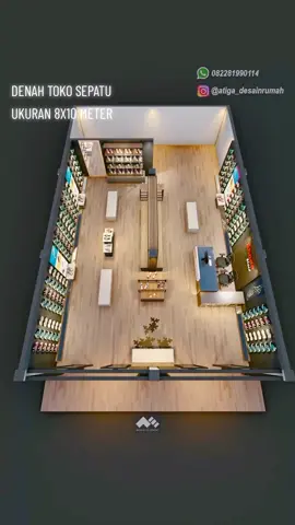 Desain denah rumah toko sepatu modern ukuran 8x10 meter #jasadesainrumah #denahrumah #rumahidaman #rumahsederhana #rumah #desainrumah #desainrumahminimalis #rumahminimalis #denah3d #3dfloordesign #denahrumahminimalis #3dfloorplan #denahrumahminimalis 