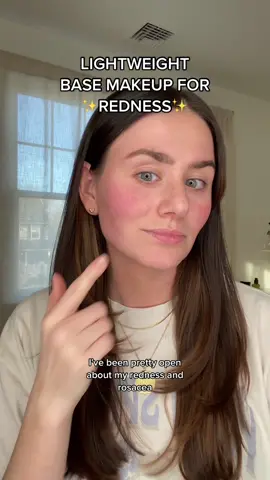 This is my go-to makeup for #redness ! I prefer lightweight glowy makeup for everyday and this is a great routine for that! #rosacea #rosaceamakeup #rednesscorrector #makeupfyp #glowymakeup #MakeupRoutine #makeuptips #makeuptok 