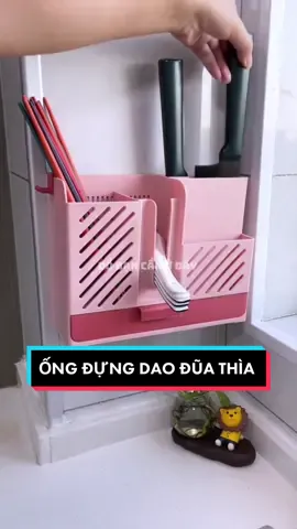 Ống đựng dao đũa thìa dán tường có khay hứng nước tiện lợi #dogiadung #giadungnhabep #giadungthongminh #giadungtienich #tienich #tiktokshop 