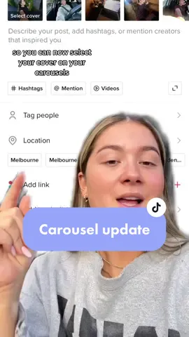 Selecting covers from your carousel images now availble in AUS #tiktokupdate #carouseltrend #howtotiktok #howtogrowontiktok #millennialsoftiktok #genz 