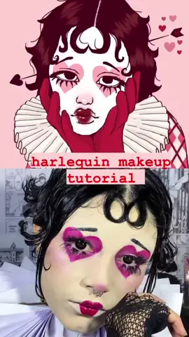 Copien el link porque me peine xd #🇩🇴 #sanvalentin #fyp #valentineseyeliner #arlequinmakeup #cosplay #valentinesmakeupinspo 