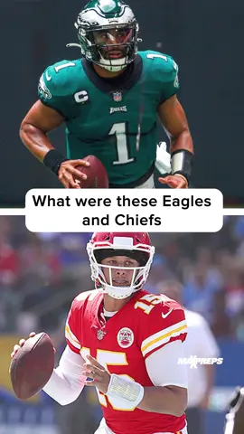 What were these Eagles and Chiefs players rated in high school? 🤨 🏈 #patrickmahomes #jalenhurts #chiefs #eagles #SuperBowl #footballtikok #maxpreps