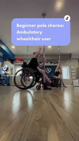 My second class ever and we tried something completely new but I’m in love with all of it. Pt.1. #PoleDance #PoleFitness #DisabledDancer #AmbulatoryWheelchairUser #DanceIsForEverybody 