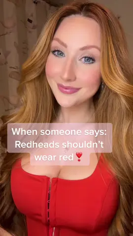 RED is honestly such a power color❣️ if you’re a redhead do you like wearing red❓#redheadjokes #redheadfunny #redheadgirls #redheadmakeup #redheadtiktok #wearingred #redheadswithblueeyes #redheadattitude redhead wearing red #idontcarechallenge #idontcarewhattheysay 