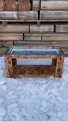 LED light table. #winteraesthetic #winter #fyp #infinitytable #wood #ledlights 