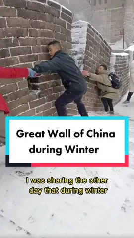 Great Wall of China is slippery during winter or when it is snowing. It’s a must visit place when visit China but avoid going during winter #greatwallofchina #長城 #万里长城 #winter #snow 