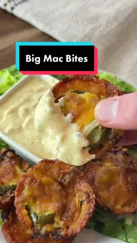 Say “YES” if you would eat these Big Mac Bites 🍔😋 This is the perfect superbowl snack / appetizer if you want something crunchy and delicious that just happens to be low carb and keto friendly 🙌 Ingredients: Shredded cheddar Hamburger meat Pickles Onions Instructions: 1. Add your cheddar to a greased muffin tin and top with remaining ingredients + another layer of cheddar on top.  2. Bake @ 400F for 20 mins. 3. Take out once the cheddar crisps up, let cool until it hardens & enjoy! Mac Sauce Recipe: 3/4 cup mayonnaise  1 tbsp mustard  2 tbsp chopped dill pickles 1 tbsp white vinegar  1 tbsp chopped onions 2 tsp sweetener  1/2 tsp smoked paprika If you make this tasty treat let me know what you think! 