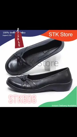 STK606- Women's Black Rubber, School & Work Shoes