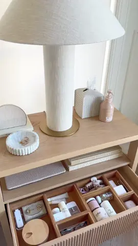 Organize my nightstand with me 🤍 #organization #organizedhome #asmrsounds #amazonfinds #nightstand #cleaningtiktok #organizingtiktok 