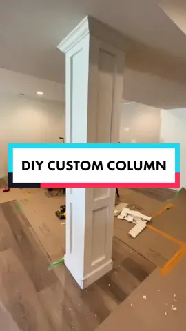 DIY CUSTOM COLUMN. Build a custom column in under 60 seconds. #DIY #tools #carpentry #carpenter #wood #contractor #remodel #renovation #trim #column #casing #saw #drill #benderhomes #dap #fyp 