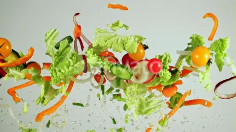 Chopped vegetable pieces fly up and fall. #chopped #vegetable #pieces #fly #fall #foodnetwork #vegan #art #travel #Love #autumn #food #graffi