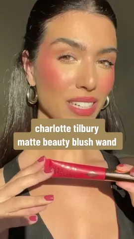 trying the charlotte tilbury matte beauty blush wand in the shade ‘dream pop’ on medium neutral-olive skin 🫶🏼 #charlottetilbury #mattebeautyblushwand #dreampopblush #newmakeup #liquidblush #redblush 