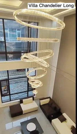 High Ceiling Wall Chandelier For Loft Building #loftchandelier #villachandelier #crystalchandelier #chandelierhotel #longchandelierforstaircase #led