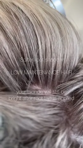 ROOT TAP APPLIED 🪄 If you want low maintenance hair & a softer blonde, apply your root taps. This will NOT make your blonde DARKER!  #blondehair #fypシ #fyp #rootshadowblonde #blonde #lowmaintenancehair #pearlyblondehair 