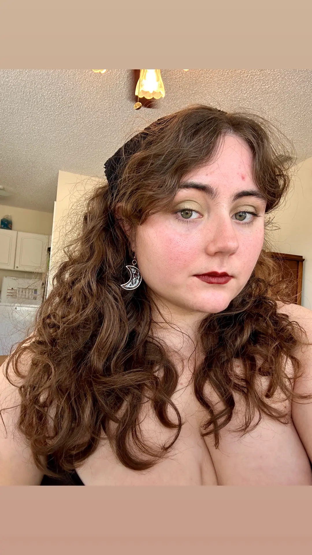 Do I commit to the curtain bangs? #boho #witchyvibes #witchy #fauxcurtainbangs #curtainbangs #makeup #colourpop 