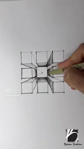 simple exercise to train your hand on drawing one point perspective. #architecture #sketching #interiordesign #freehand #art #artist 