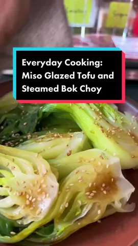 miso glazed tofu and steamed bok choy for a healthy lunch 🥬🍚 with a side of confessions from a past life lol #misotofu #bokchoy #healthylunch #healthylunchideas #homecooking #vegetarianlunch 