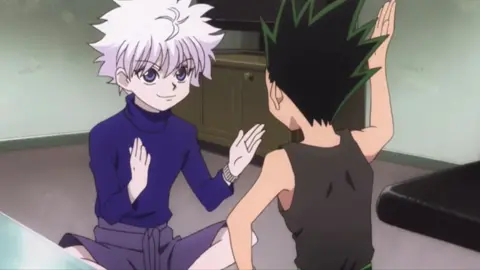 Gon and Killua being cute🥰 #gon #killua                                   #hunterxhuter #gonfreecs #killuazoldyck 
