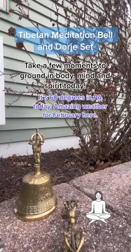 Tibetan  Meditation Bell and Dorje Set. Taking a moment to get outside while the weather is nice today. #bell #meditation #grounding #fyp #envisionawaken 