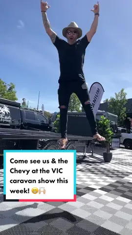 Come see us at the show! 😁🙌#aussiedestinationsunknown #caravan #travelaustralia #chevysilverado2022 #caravanshow #australiancaravan #fyp#foryou 