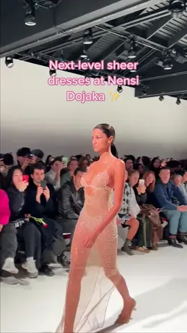 Next-level sheer dresses at #GlamourWOTY  Fashion Designer of the Year #nensidojaka's #londonfashionweek #FW23 show ✨✨✨ #TikTokFashion #LFW #sheerdress 