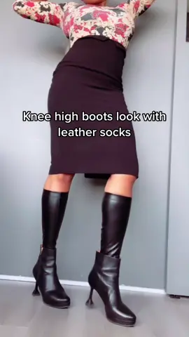 @dr LIZA shoes knee high leather socks + Ngozi booties #ankleboots #leathersocks #kneehighboots #style #fashion #themostcomfortableheels 
