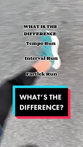 What’s the difference between Tempo, Fartlek, and Interval runs? Here’s a quick rundown of what type of run you might be doing or what type of run you may be looking to do #Running #fartlek #tempo #interval #pace #runner #run #runs #training #marathon #different #tips #helpful #fyp #fy 